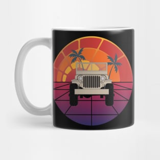 Retro Sunrise Jeep - Tan Mug